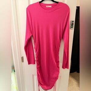 Vibrant Fuchsia Long Sleeve Ruched Top